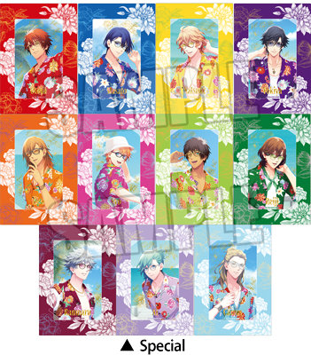 うたの☆プリンスさまっ♪ カスタマイズビジュアルカードコレクション Summer Bloom Ver. <ビジュアルカード>約縦91×横55mm(名刺サイズ)、<カスタマイズシート>約縦127×横89mm(L判ブロマイドサイズ)